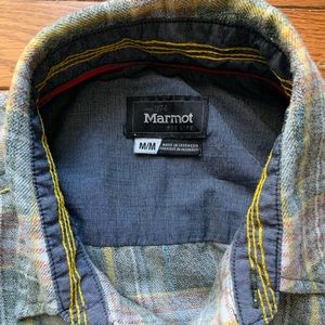 Men’s Marmot plaid flannel button up shirt Sz Medium REI